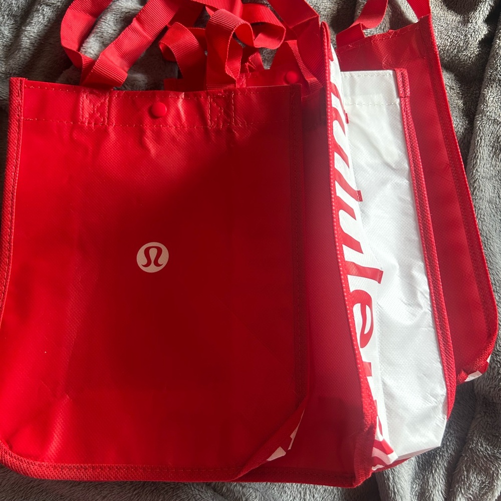 lululemon athletica Red and White Tote Bag - Bundle of 3